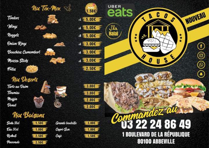Nos menu Tacos Abbeville